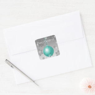 Teal Fancy Christmas Ornament Sticker