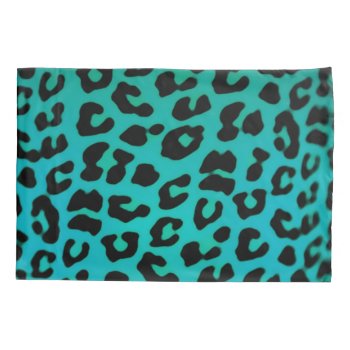 Teal Fantasy Leopard Print Pillow Case by BOLO_DESIGNS at Zazzle