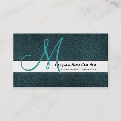 Teal fashion stylist suede business cards