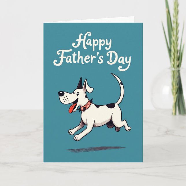 Teal Fathers Day Dog Motion Card (Front)
