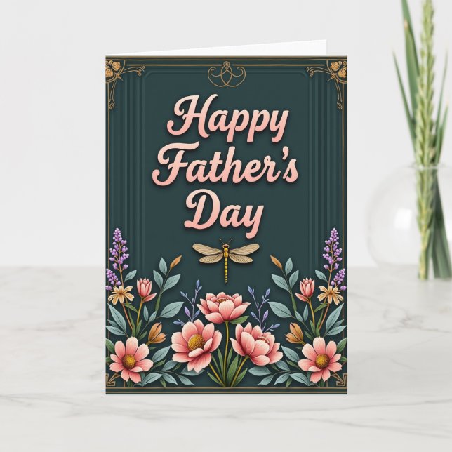 Teal Fathers Day Floral Card (Front)