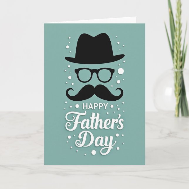 Teal Fathers Day Icon Design Card (Front)