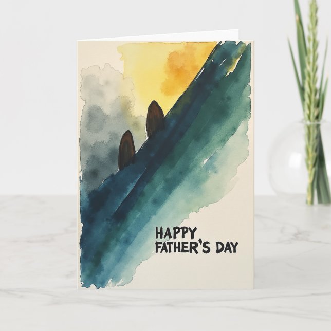 Teal Fathers Day Landscape Card (Front)