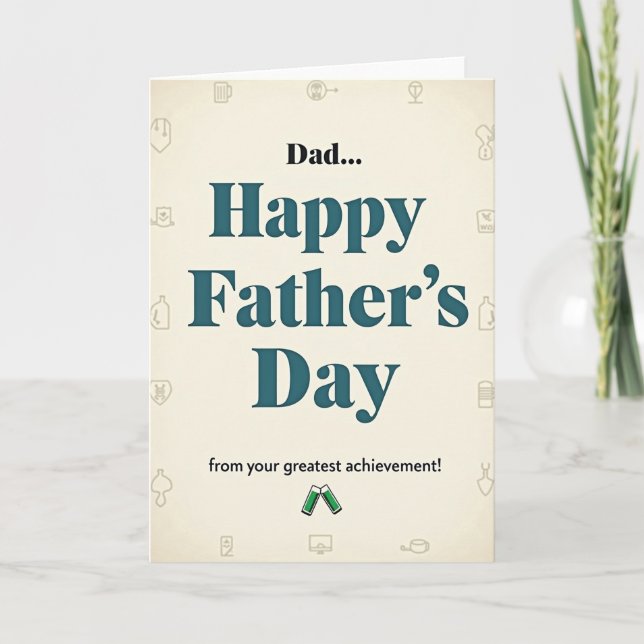 Teal Fathers Day Toast Card (Front)
