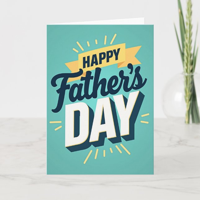 Teal Fathers Day Word Art Card (Front)