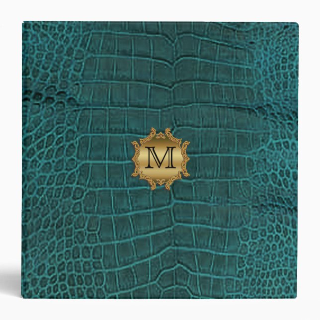 Teal Faux Alligator Binder (Front)