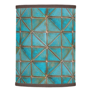 Teal faux-copper patina X-pattern aged texture Lamp Shade