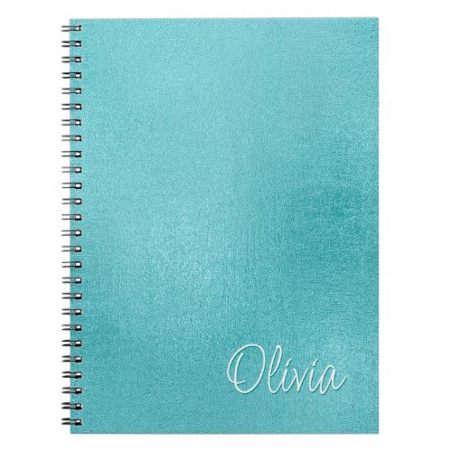 Teal Faux Foil Simple Minimalist Custom Notebook