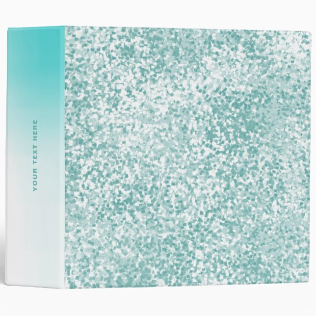 Teal Faux Glitter Cute Personalized 3 Ring Binder (Front/Spine)