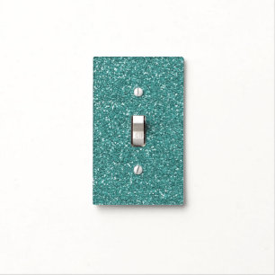 Teal Faux Glitter Light Switch Cover