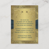 Teal, FAUX Gold, Floral Wedding Enclosure Card (Back)