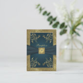 Teal, FAUX Gold, Floral Wedding Enclosure Card (Standing Front)