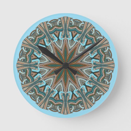 Teal Faux_knit Design Round Clock