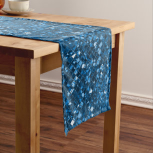 Teal Faux Mosaic Glass Medium Table Runner