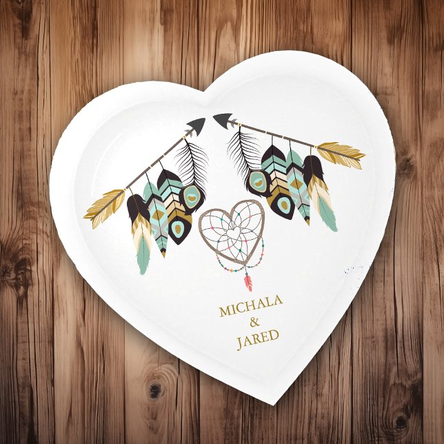 Teal Feather Arrow Dreamcatcher Wedding Keepsake Paperweight (Creator Uploaded)