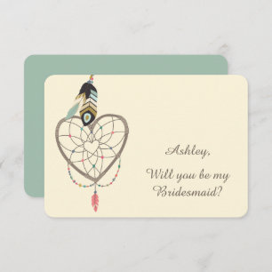 Teal Feather Dreamcatcher Bridesmaid Invitation