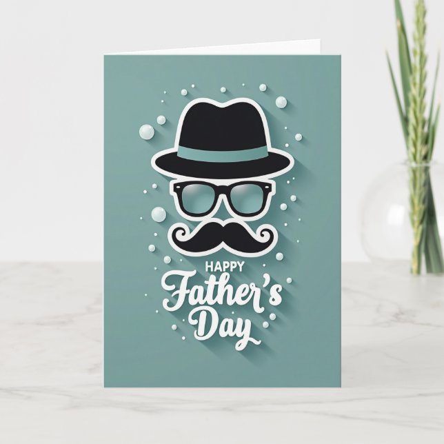 Teal Fedora Fathers Day Card (Front)