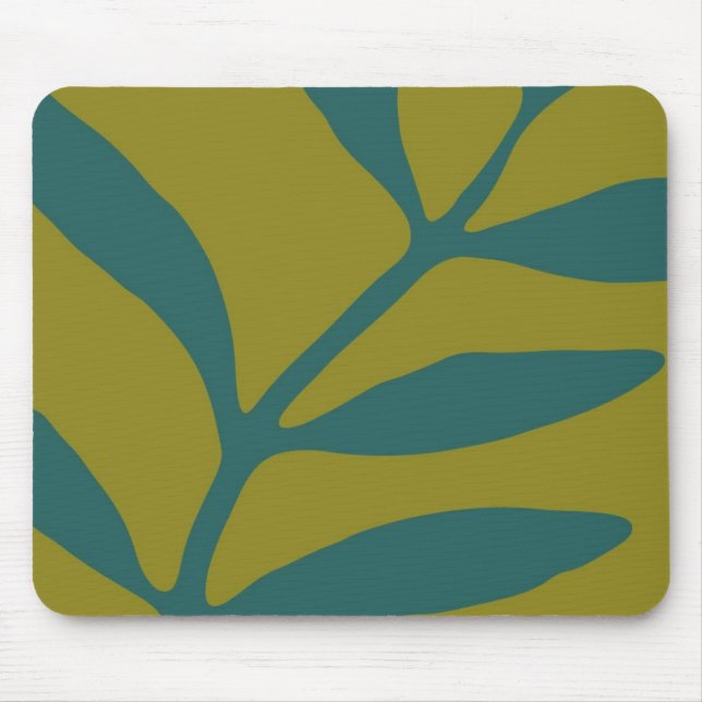 Teal Fern on Slate Mouse Pad (Front)