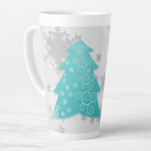 Teal Festive Christmas Tree Latte Mug
