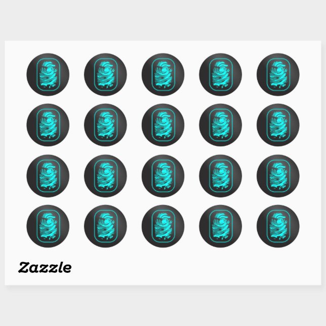 Teal Fingerprint Classic Round Sticker (Sheet)
