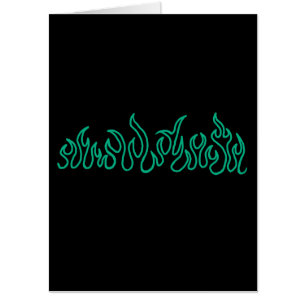 Teal Fire Flames Blaze Outline Big Card