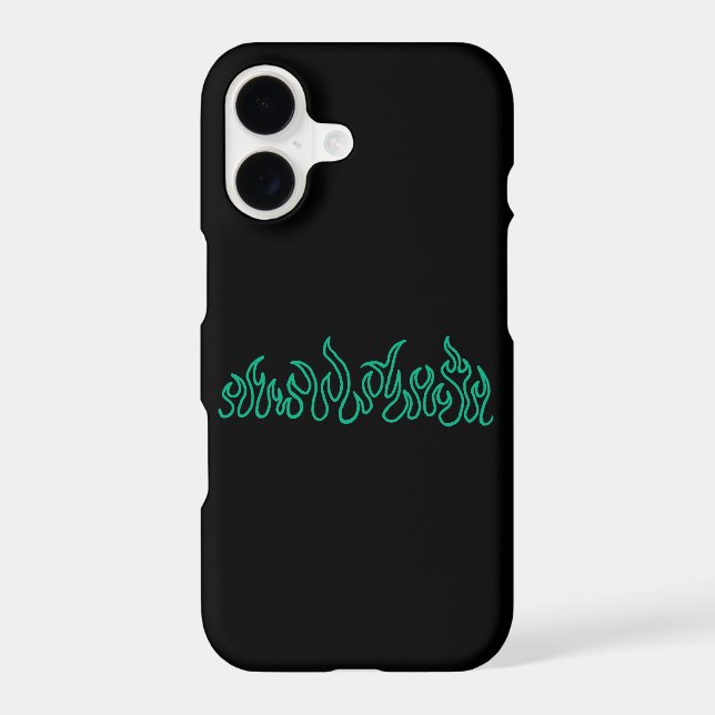 Teal Fire Flames Blaze Outline Case-Mate iPhone Case (Back)