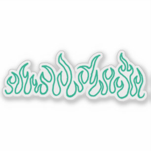 Teal Fire Flames Blaze Outline Sticker