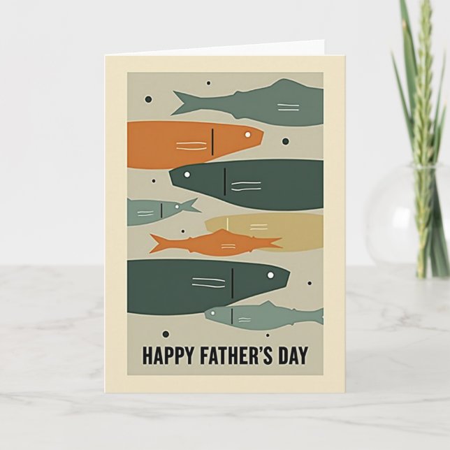 Teal Fish Happy Fathers Day Card (Front)