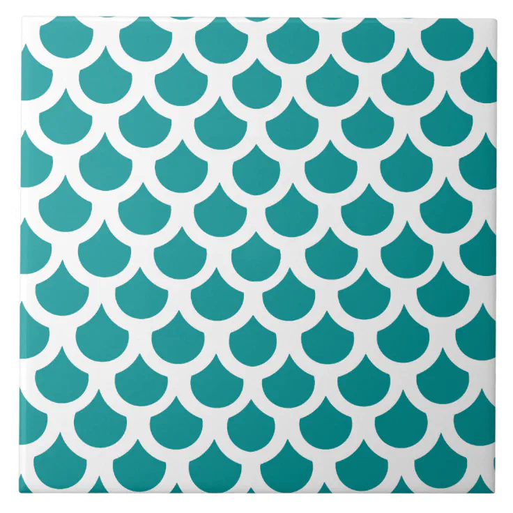 Teal Fish Scale 2 Ceramic Tile | Zazzle