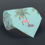 Teal Flamingo In Santa Hat with Palm Tree & Lights Neck Tie<br><div class="desc">Introducing the "Christmas Teal Flamingo" collection, where holiday cheer meets tropical vibes! This unique design features a playful flamingo donning a Santa hat, standing proudly beside a palm tree adorned with festive lights, all set against a refreshing teal background. Perfect for those who celebrate Christmas in warm climates or simply...</div>