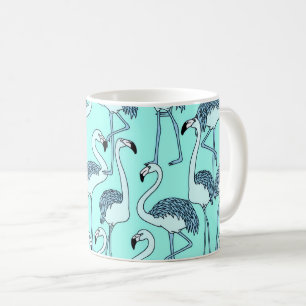 Teal Flamingo Pattern Mug – Tropical Minimalist
