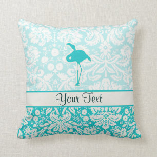 Teal Flamingo Throw Pillow