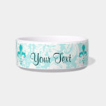 Teal Fleur de lis Bowl<br><div class="desc">You will love this cute teal damask French "fleur de lis" iris symbol design. Great for gifts! Available on tee shirts, smart phone cases, mousepads, keychains, posters, cards, electronic covers, computer laptop / notebook sleeves, caps, mugs, and more! Visit our site for a custom gift case for Samsung Galaxy S3,...</div>