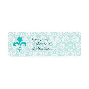 Teal Fleur de lis Label