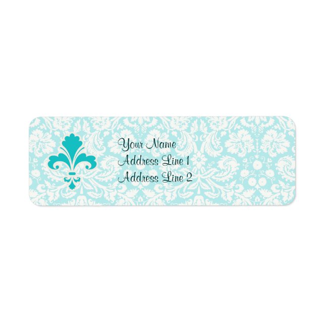 Teal Fleur de lis Label (Front)