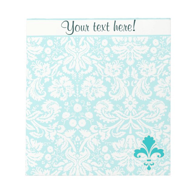 Teal Fleur de lis Notepad (Front)