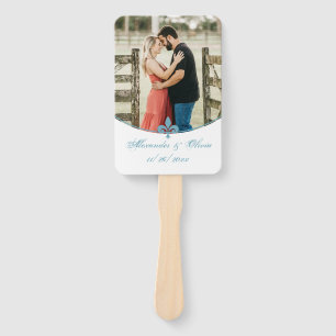 Teal Fleur de Lis Photo Hand Fan