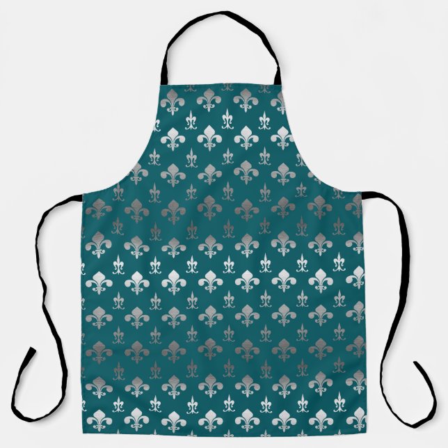 Teal Fleur-di-li Apron (Front)