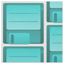 Teal Floppy Disk Pattern Fabric
