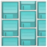 Teal Floppy Disk Pattern Fabric