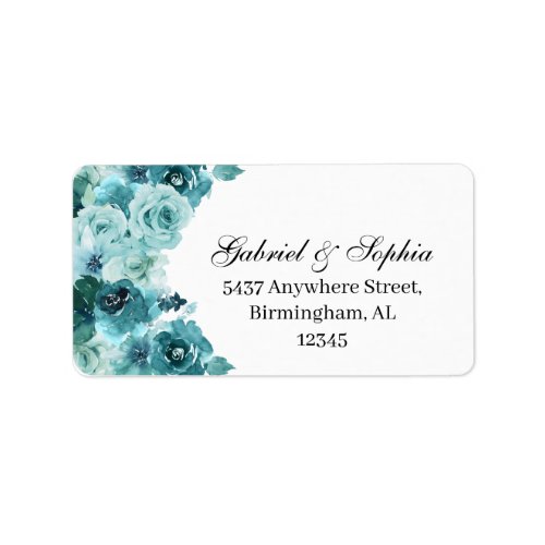 Teal Floral Address Label