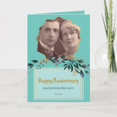 Teal Floral Amazing Anniversary Thank You Card