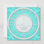 Teal Floral Around the Clock Bridal Shower Invite (Back)