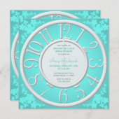 Teal Floral Around the Clock Bridal Shower Invite (Front/Back)