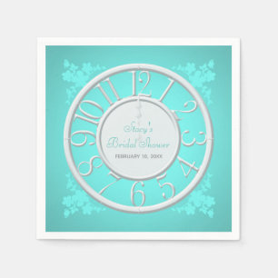 Teal Floral Around the Clock Shower Napkin