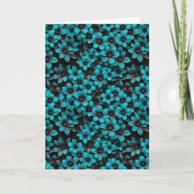 Teal Floral Birthday Card (Front)