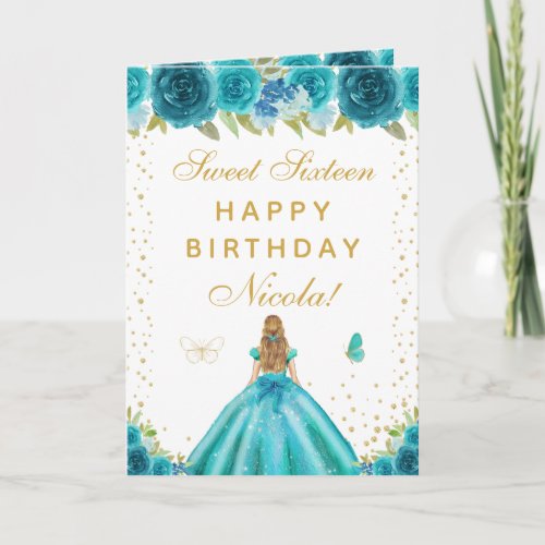 Teal Floral Blonde Hair Girl Sweet Sixteen