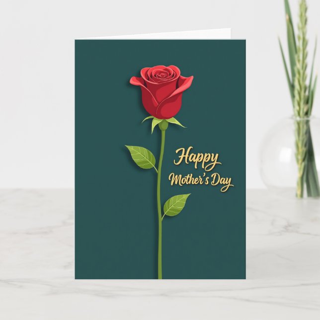 Teal Floral Bloom Greeting Card (Front)