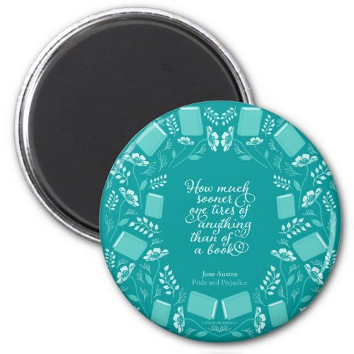 Teal Floral Book Quote Jane Austen Magnet