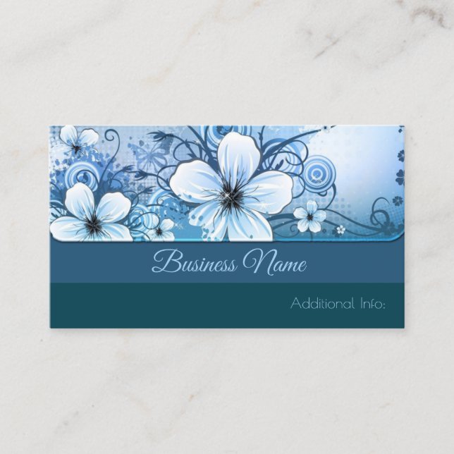 Teal Floral Business Card (Front)